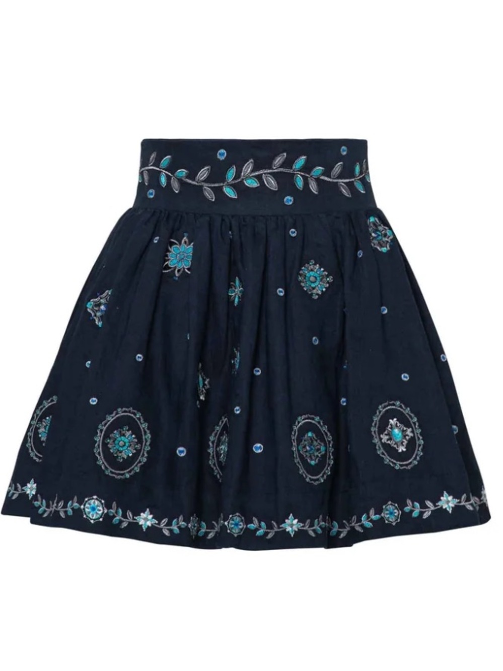 Agua by Agua Bendita Nori Relicario Embroidered Linen Mini Skirt NWT Sz S - Picture 4 of 15